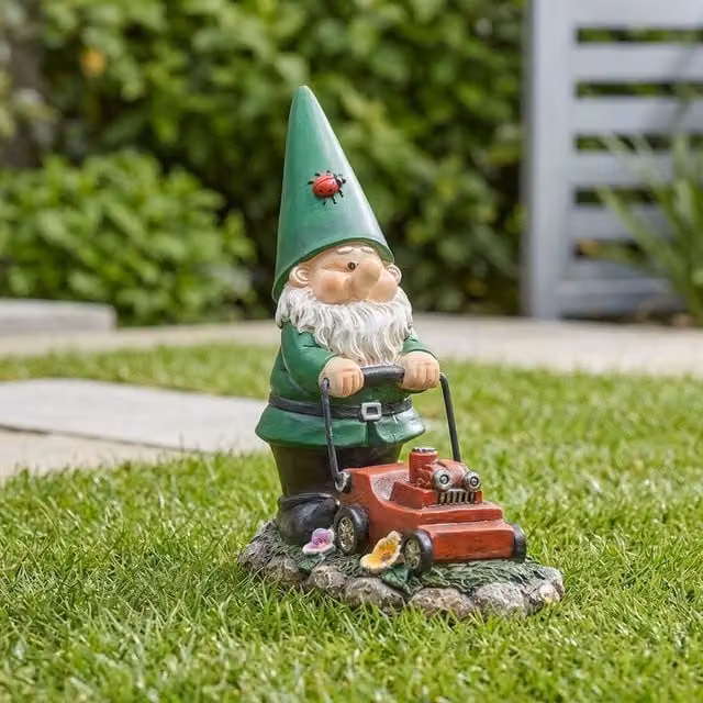 Garden Greatness Wilf Mowing Fun Multicolour Plastic Tabletop Garden Ornament