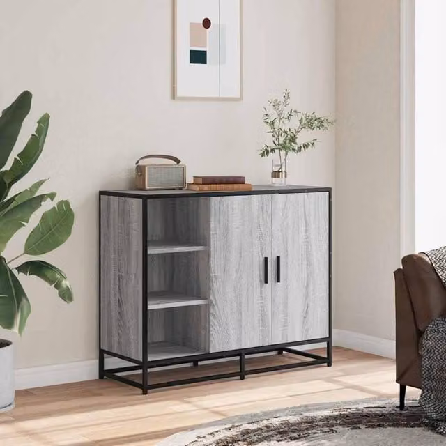 Berkfield Home Grey Sonoma Sideboard in Engineered Wood, W/D/H: 92 x 35 x 76 cm – 1