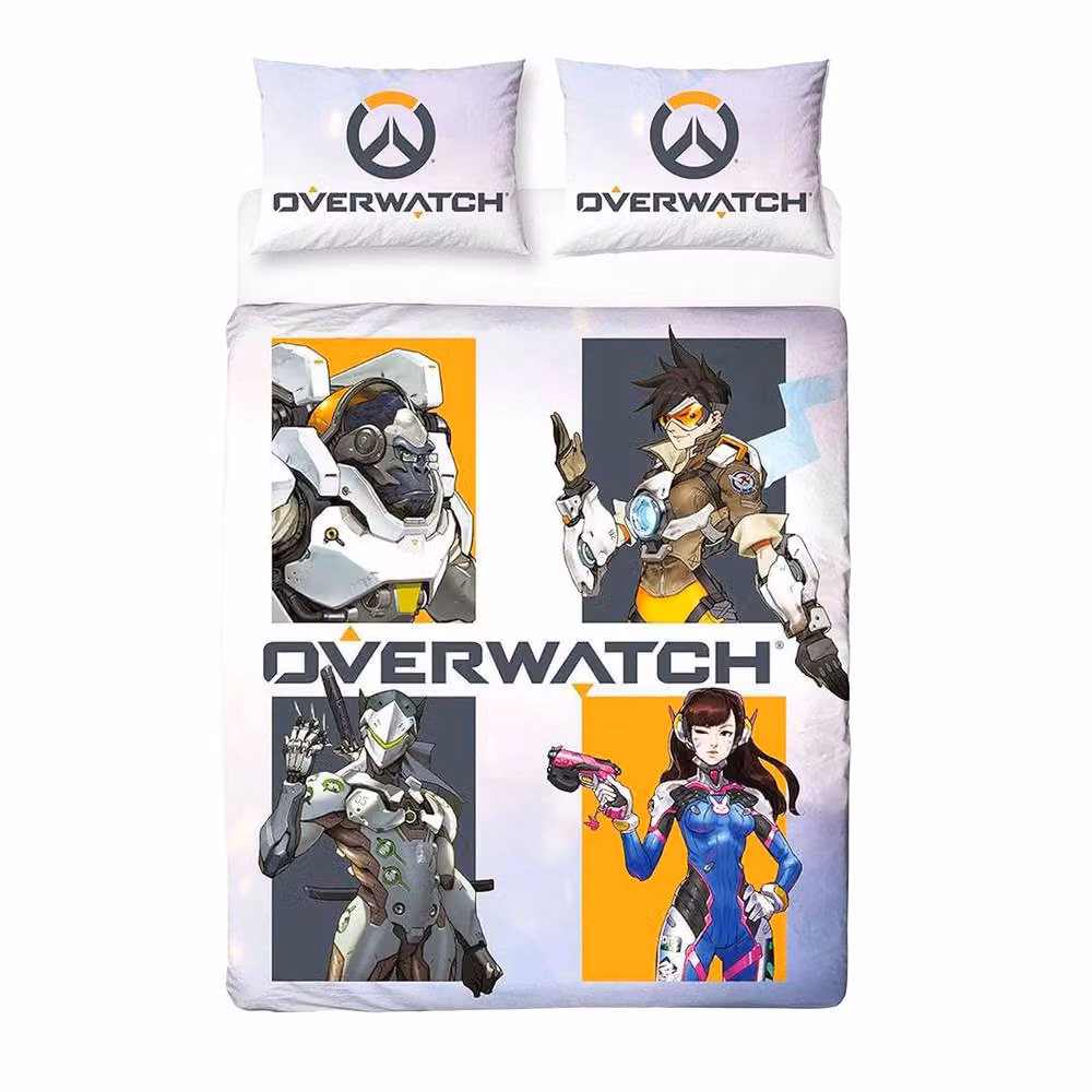 Overwatch Eat Sleep Character Reversible Duvet Set and Pillowcase, Multicolour, W: 140 cm, H: 200 cm – 2