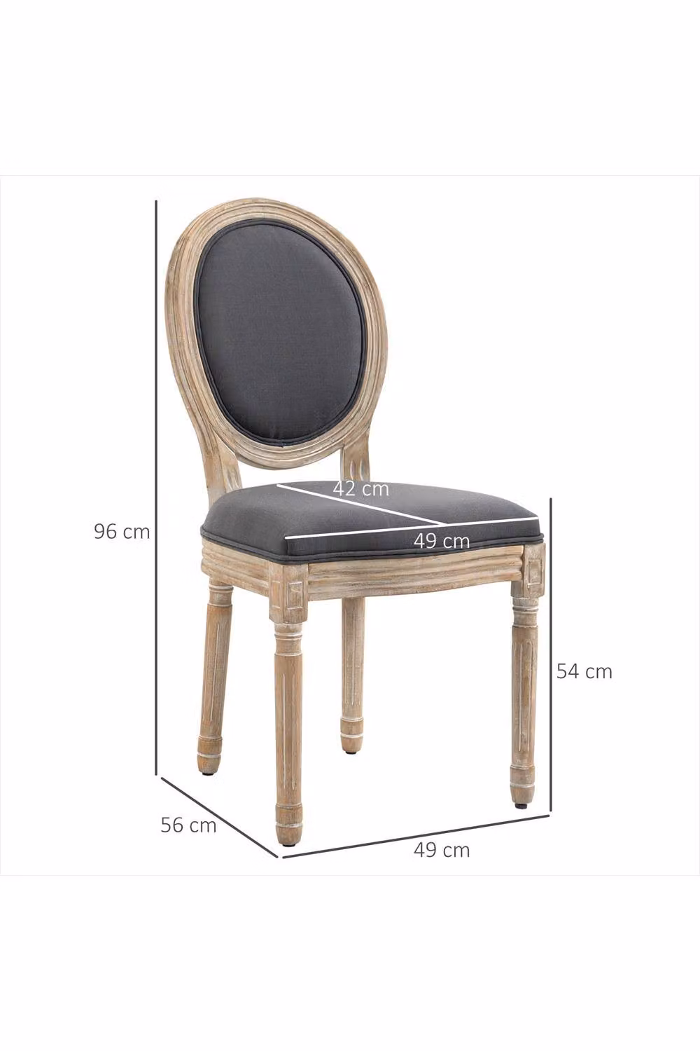 ERGOVEXA Set of Two Grey Fabric Upholstered Wooden Dining Chairs – 2