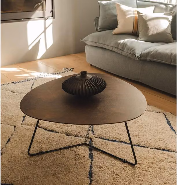Bergen Round Coffee Table in Warm Rust, W/D/H: 75 x 75 x 37 cm
