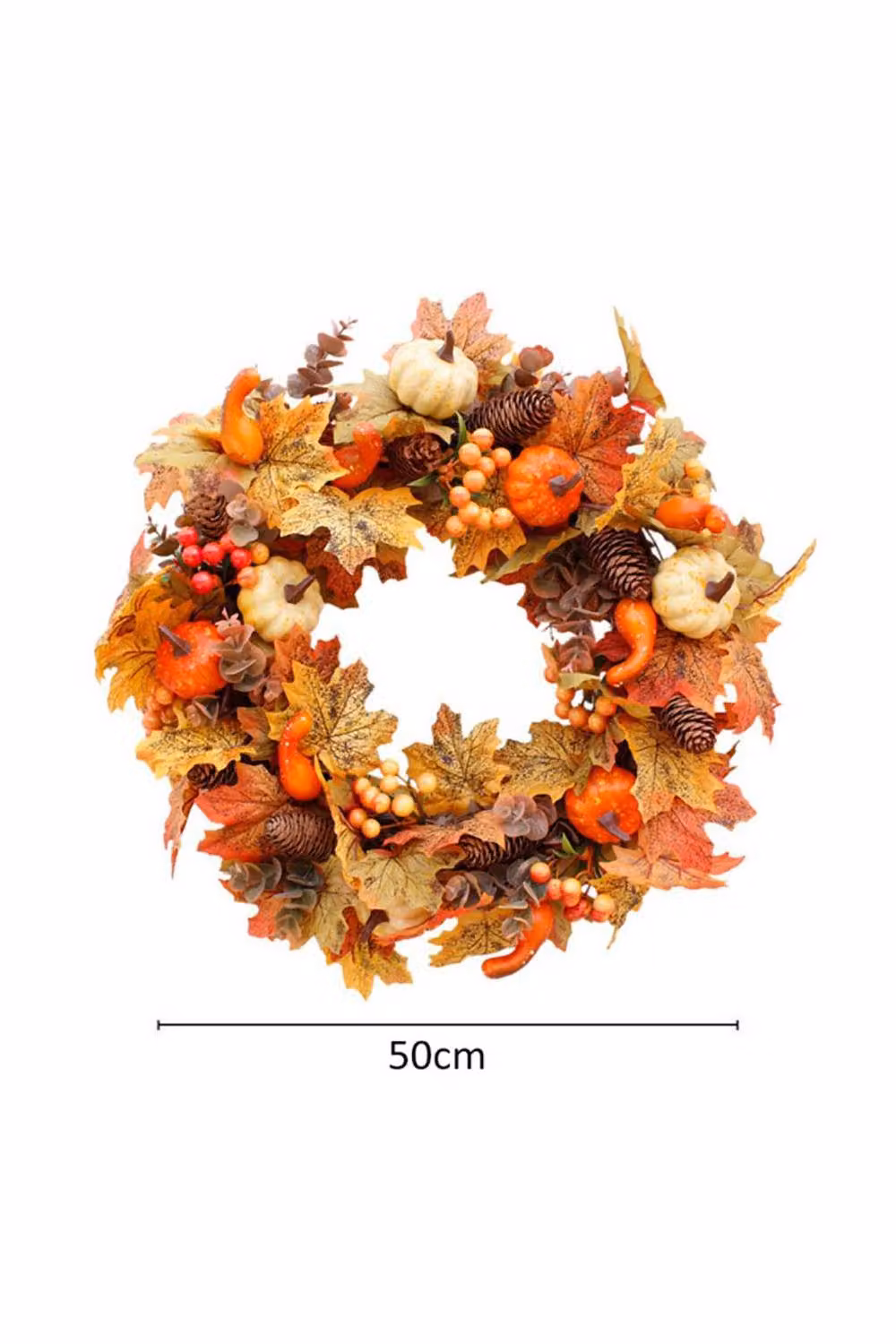 ExtraStar Autumn Maple Leaf Wreath with Berries and Pine Cones in Multicolour – 2