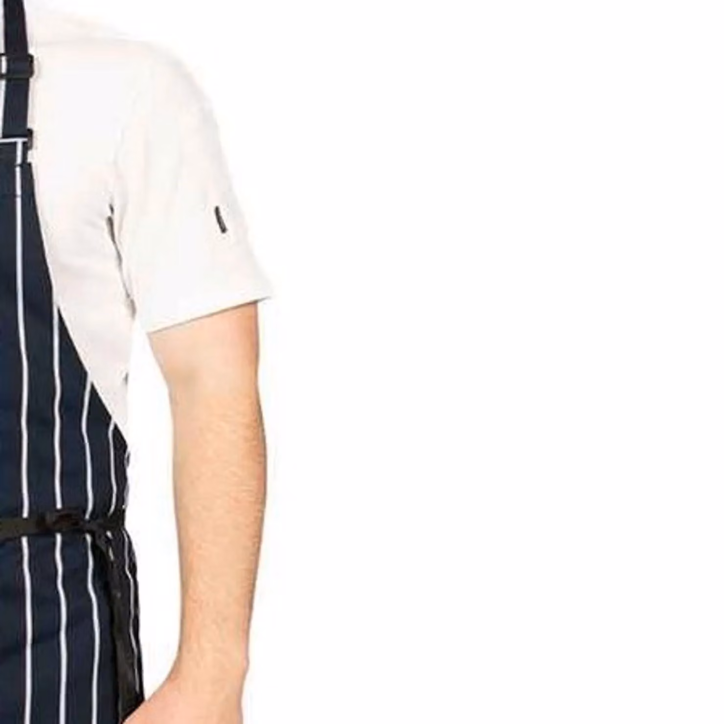 Dennys Contrast Striped Polycotton Side Pocket Full Apron in Navy Blue – 2