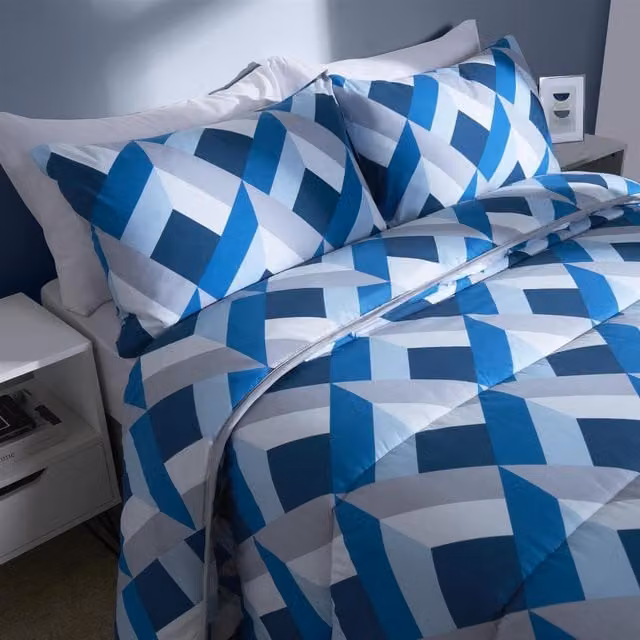 OHS Gingham 10.5 Tog Coverless Duvet and Pillowcases in Navy Blue