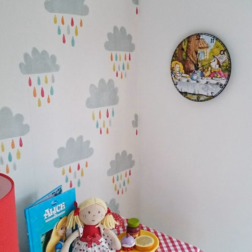 Ventryn Alice In Wonderland Backwards Hanging Wall Clock, Multicolour, Round, Analog, Vintage Style – 3