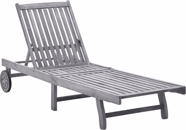 Berkfield Home Sun Lounger in Light Grey Solid Acacia Wood