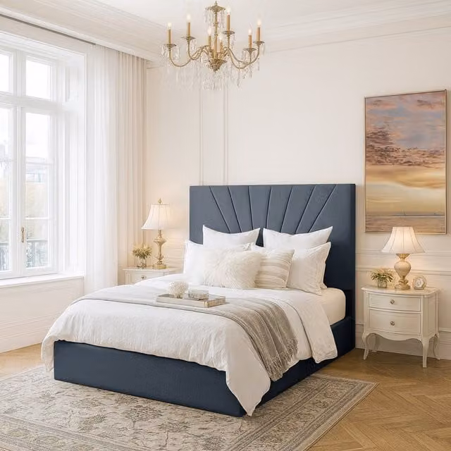 Desire Deco Flora Upholstered Velvet Bed Frame in Grey, Single (90 x 190 cm)