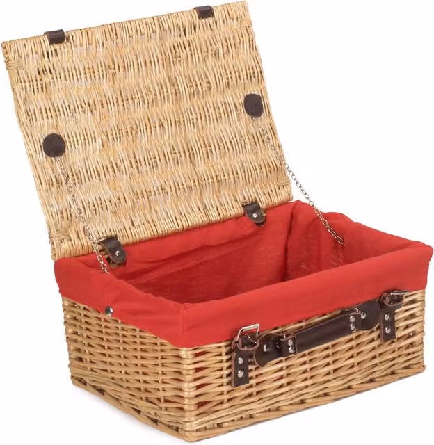 Red Wicker Hamper with Cotton Lining