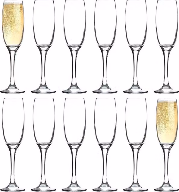 Argon Tableware Classic Champagne Flutes, 220ml, Pack of 12, Transparent