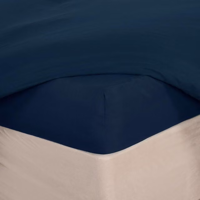 Brentfords Reversible Microfibre Deep Fitted Bed Sheet, Navy Blue, W: 180 cm x D: 200 cm