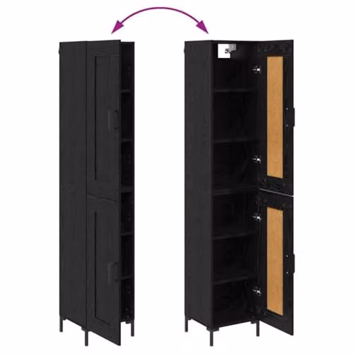 vidaXL Modern Black Highboard with Hinged Doors and Internal Shelves, W/D/H: 34.5 x 34 x 180 cm – 4