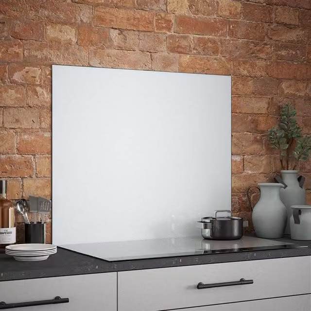 Generic White Mist Glass Kitchen Splashback, W: 90 cm, H: 75 cm – 1