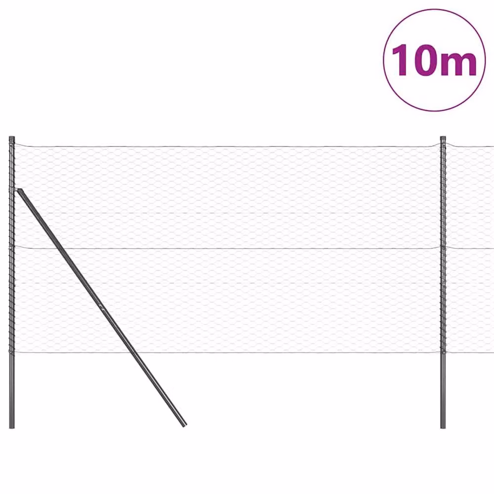 Berkfield Home Hexagon Steel Fence, Grey, W/H: 10 x 1.4 m – 3