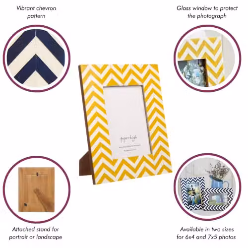 Paper High Mango Wood Chevron Photo Frame in Yellow and White – 2