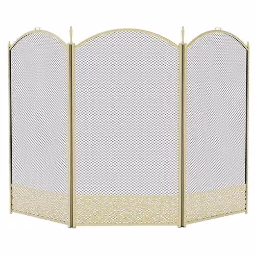 Fire Vida Ingleton Metal Fire Guard in Gold, W/D/H: 95.0 x 60.0 x 21.0 cm