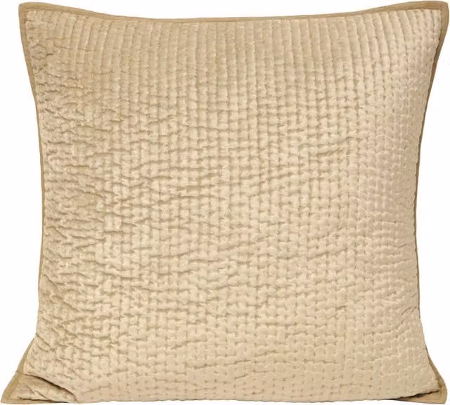Brooklands Quilted Velvet Square Cushion in Champagne