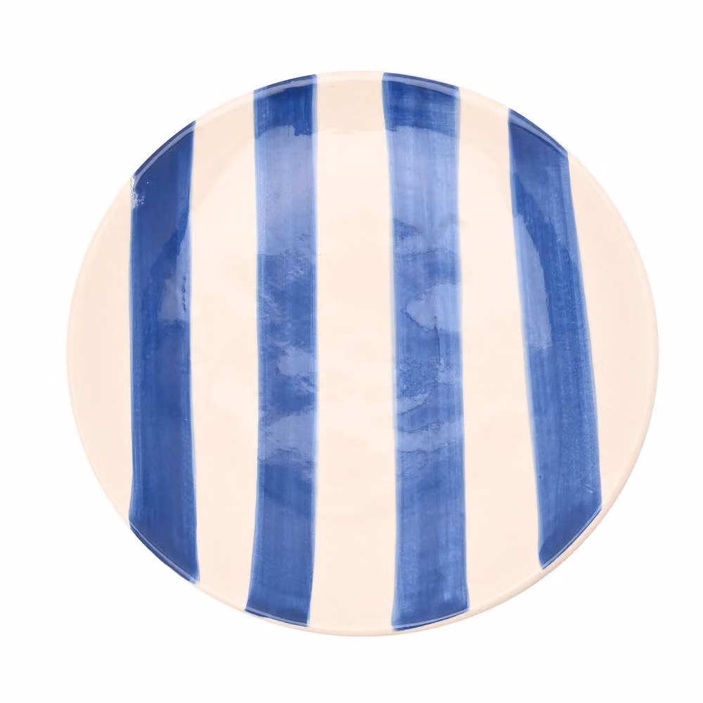 Hestia Set of 4 Blue and White Striped Ceramic Side Plates – 2