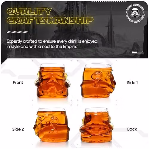 Thumbs Up Stormtrooper Helmet Shaped Whisky Glass Set of 2, Transparent, 300ml Each – 5
