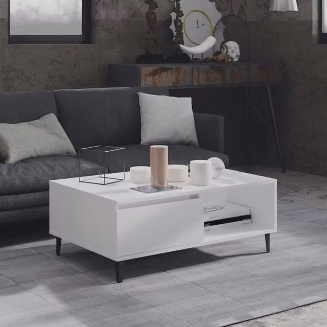 Berkfield Home Modern White Rectangular Coffee Table W/D/H: 90 x 60 x 35 cm