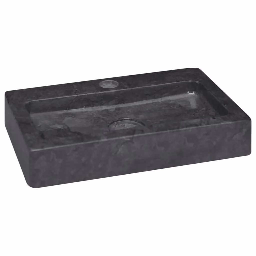 Berkfield Black Marble Wall Mounted Rectangular Home Sink W/D/H: 38 x 24 x 6.5 cm – 2