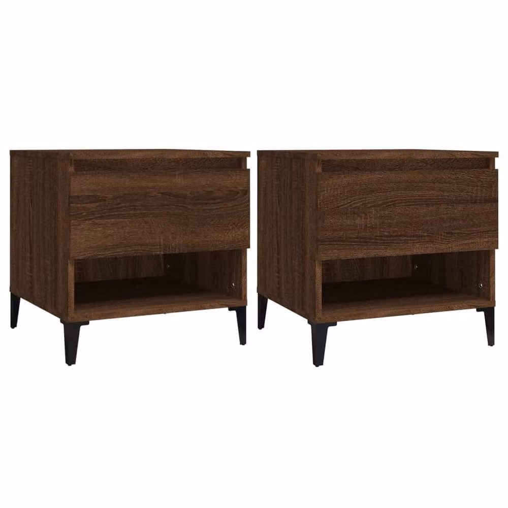 Berkfield Home Set of 2 Side Tables in Brown Oak, W/D/H: 50 x 46 x 50 cm – 2