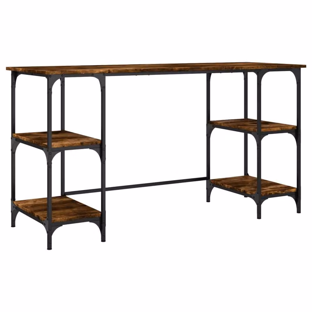 Berkfield Computer Desk in Smoked Oak and Brown, W/D/H: 140 x 50 x 75 cm – 2