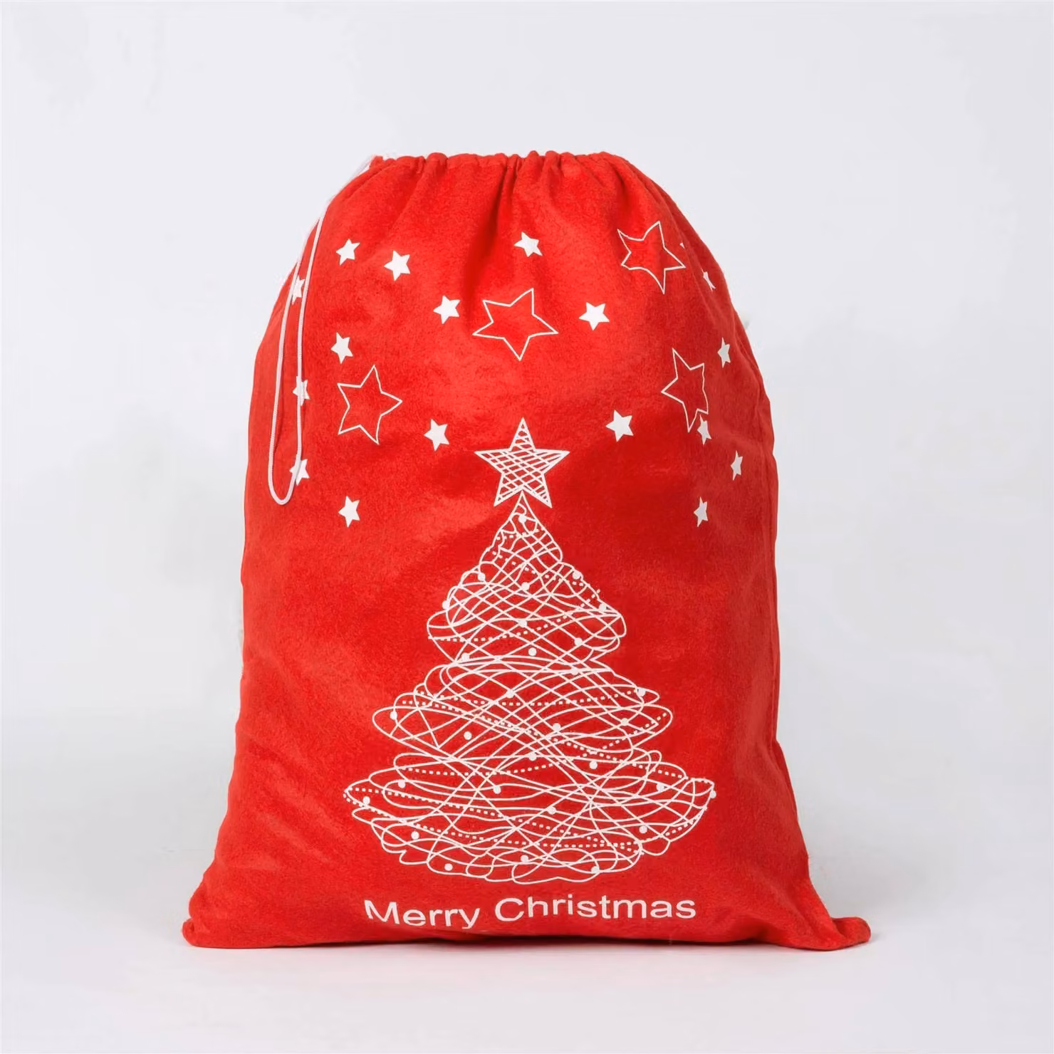 Shatchi Merry Traditional Large Santa Sack Red Felt Christmas Gift Bag W: 60 cm, H: 45 cm – 2