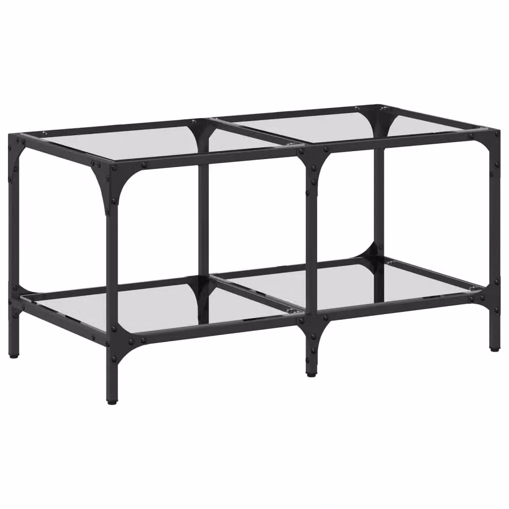 Berkfield Home Modern Rectangular Coffee Table with Transparent Glass Top and Brown Steel Frame, W: 78.5 cm, D: 40 cm, H: 40 cm – 2