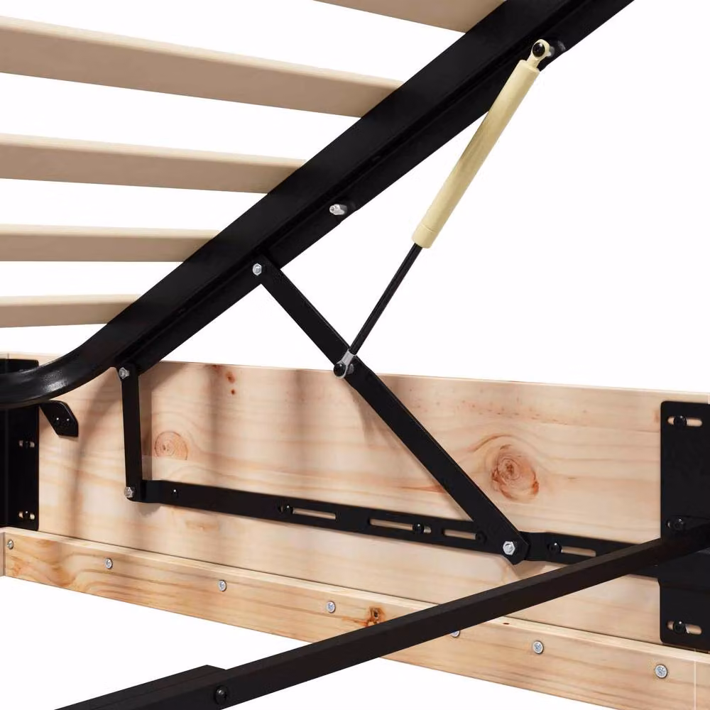 Berkfield Home Modern Solid Pine Ottoman Bed Frame with Storage, Brown, W/D/H: 140 x 190 cm – 3