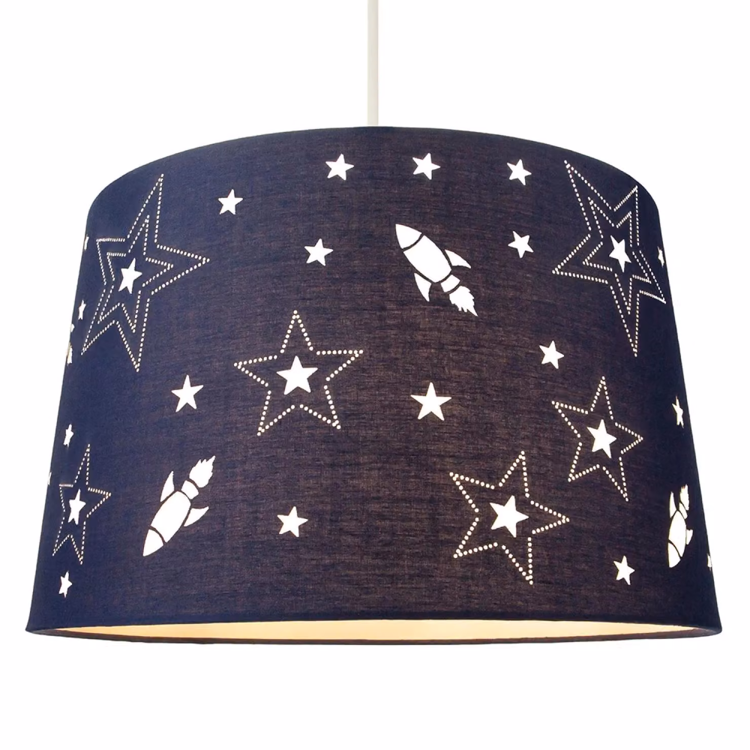 Happy Homewares Blue Cotton Childrens Lamp Shade with Rockets and Stars, Diameter: 30.48 cm – 3