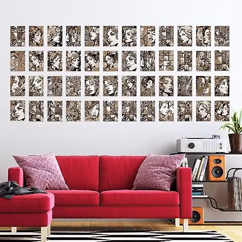 Artery8 50 Piece Sepia Pop Art Bubble Comic Aesthetic Collage Kit Wall Art Prints, W: 15 cm, H: 10 cm – 2