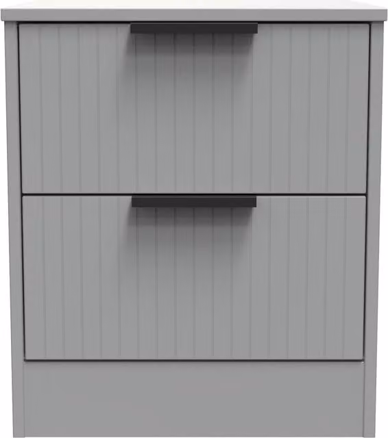 Ready Assembled 2 U Denver 2 Drawer Bedside Cabinet in Grey – 1