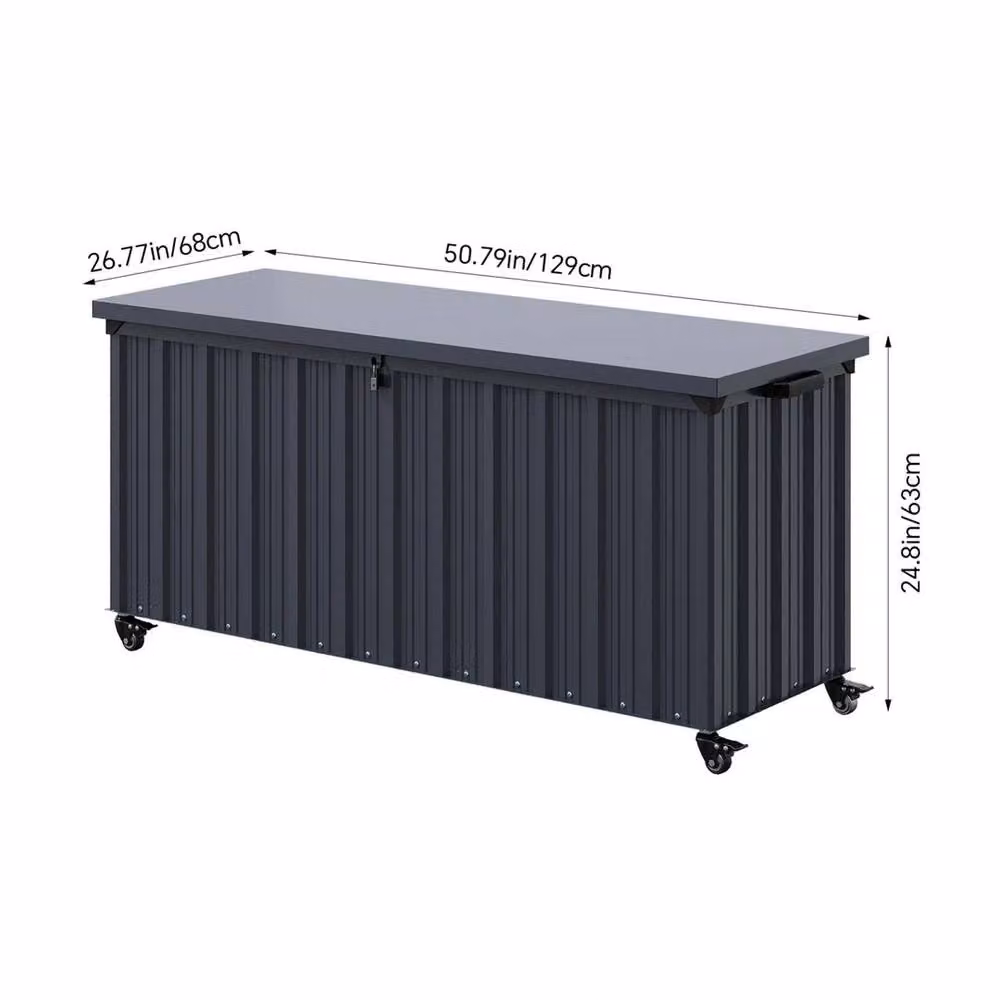 Kelvenix 550L Metal Garden Storage Box with Wheels in Black – 2