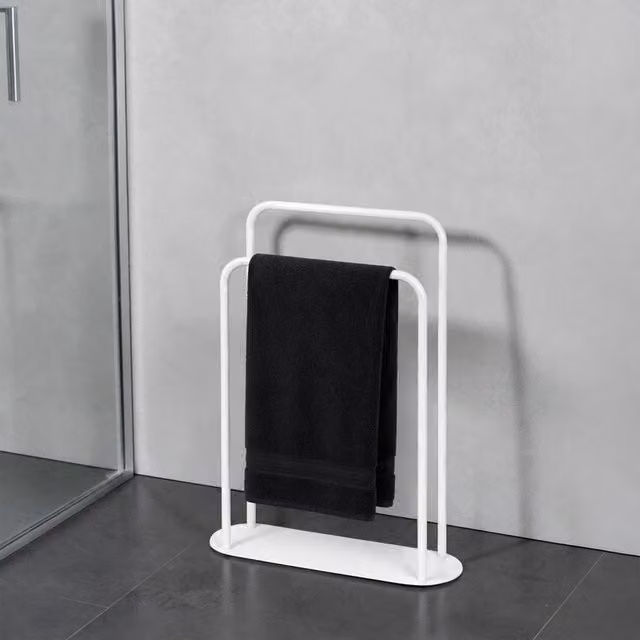 Showerdrape Aspen Freestanding White Metal Towel Storage Stand W/D/H: 58 x 18 x 76 cm