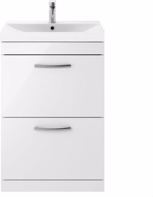 Balterley Millwich Contemporary 2 Drawer Vanity Basin Unit, Gloss White, Width: 60 cm – 1