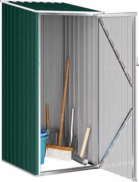 Berkfield Home Garden Shed in Green Galvanised Steel, W/D/H: 87 x 98 x 159 cm