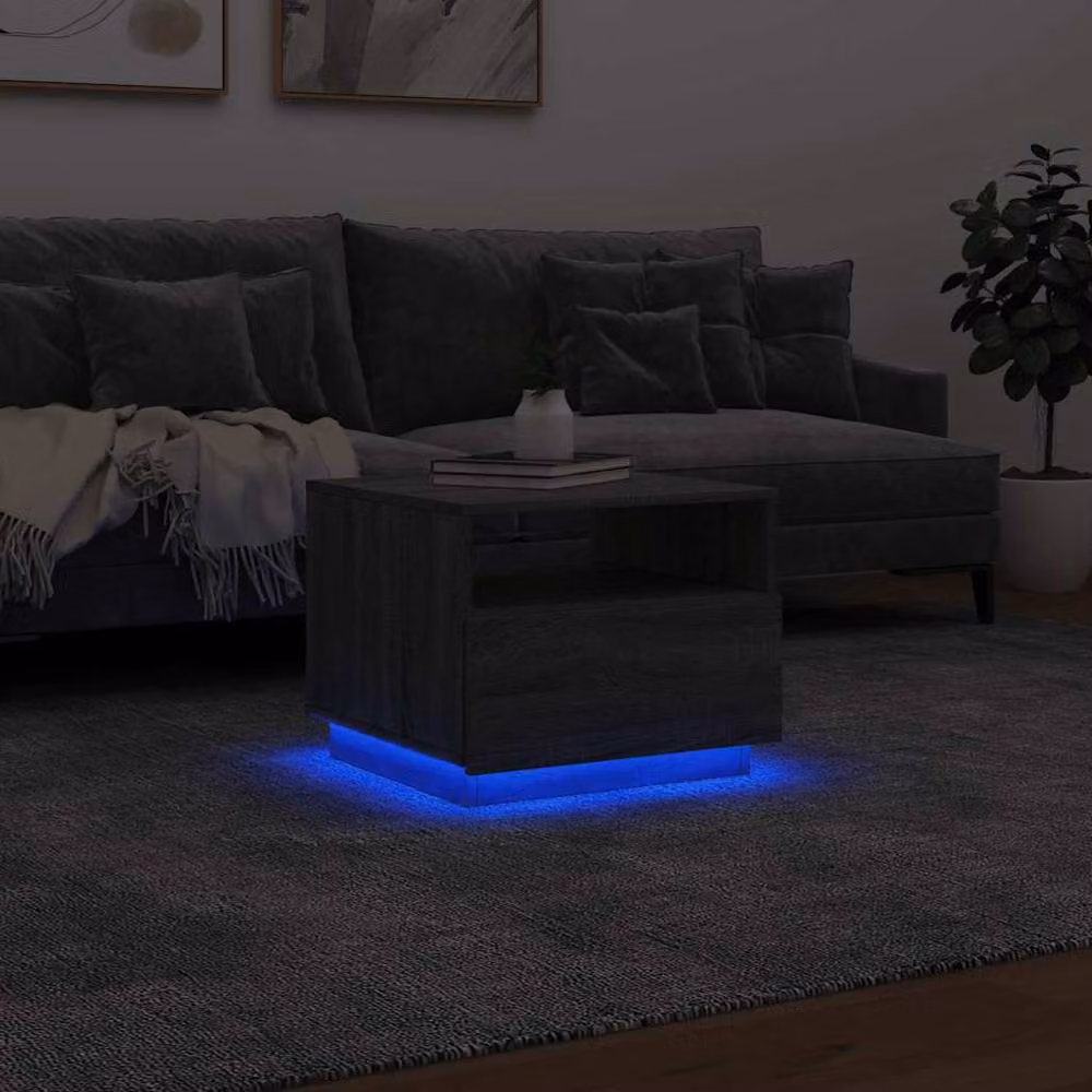 Berkfield Home Modern Coffee Table with LED Lights in Grey Sonoma, W: 50 cm, D: 49 cm, H: 40 cm – 4