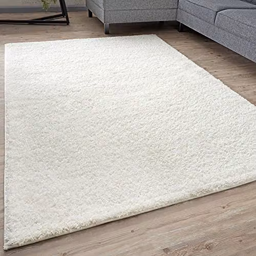 THE RUGS White Plain Shaggy High Pile Rug, W/D/H: 290 x 200 x 3 cm – 1