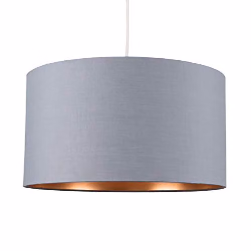 ValueLights Reni Modern Grey and Copper Fabric Cylinder Lamp Shade, Width: 45 cm – 1