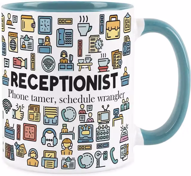 Purely Home Novelty Receptionist Ceramic Mug in Blue