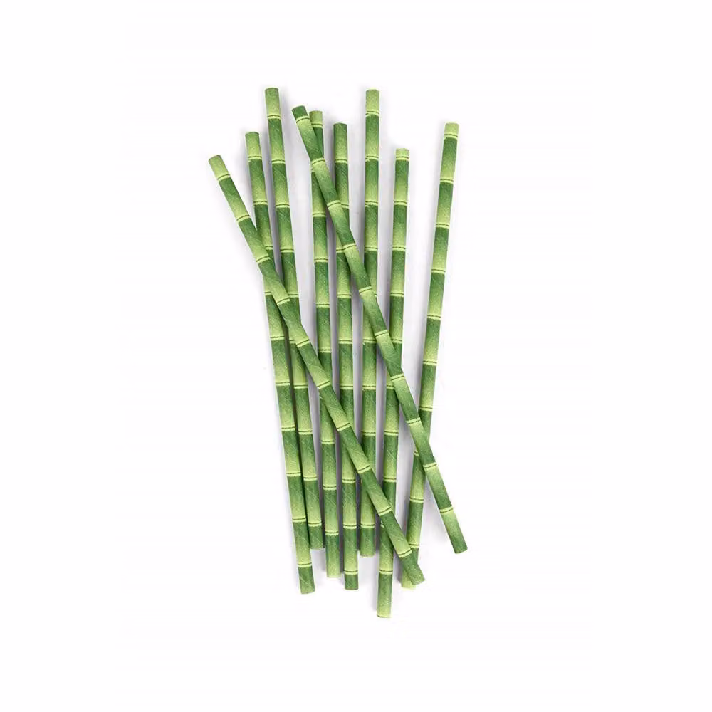 Kikkerland Retro Bamboo Style Paper Drinking Straws, Green, 144 Pack – 2