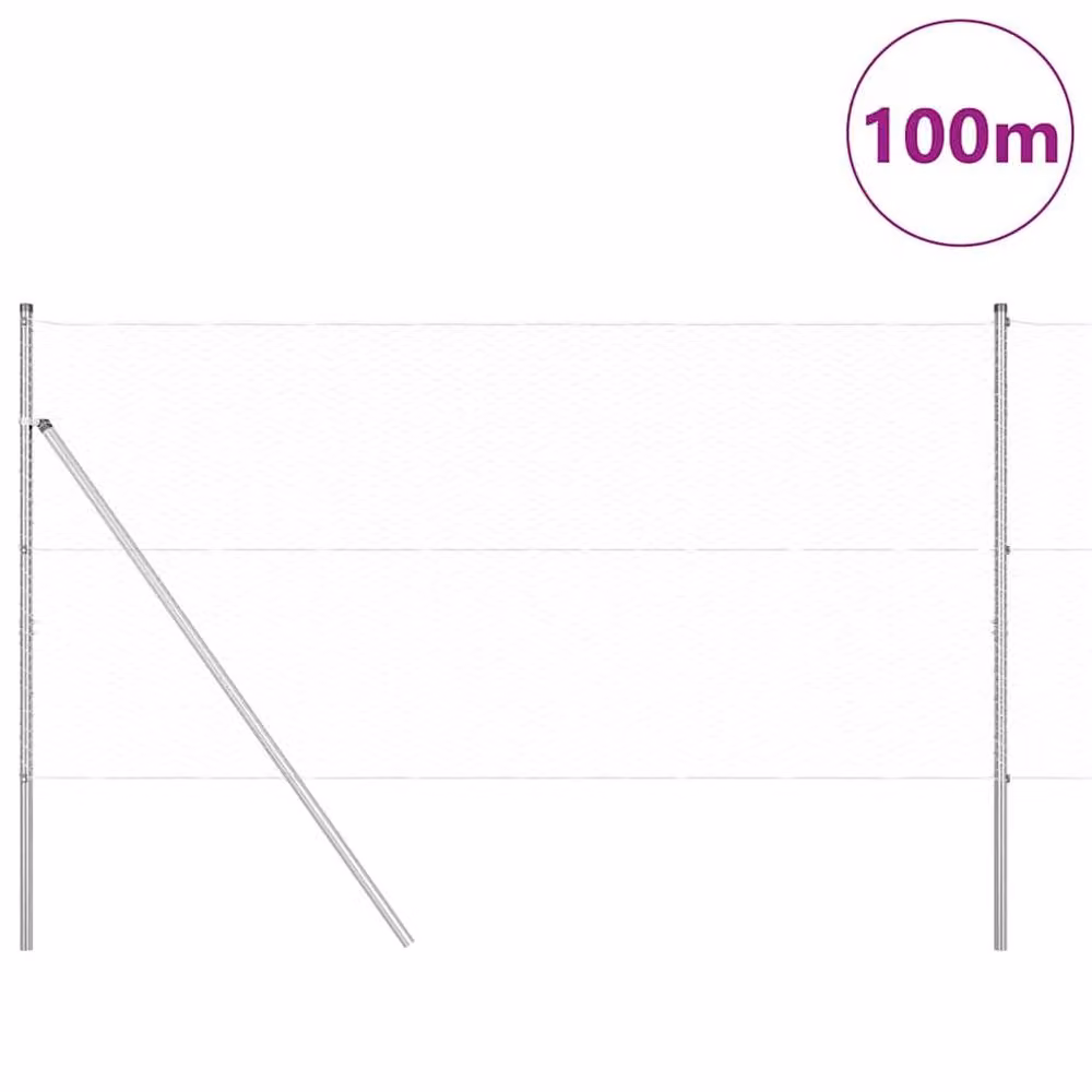 Berkfield Home Hexagon Fence in Silver Galvanised Steel, H: 140 cm x W: 100 cm x L: 10 m – 2