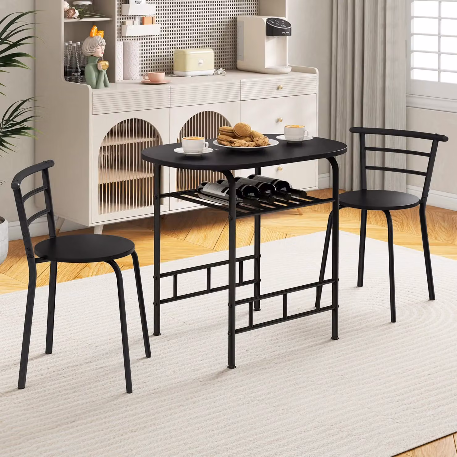 Costway 3-Piece Modern Dining Table and Chairs Set in Black – 4