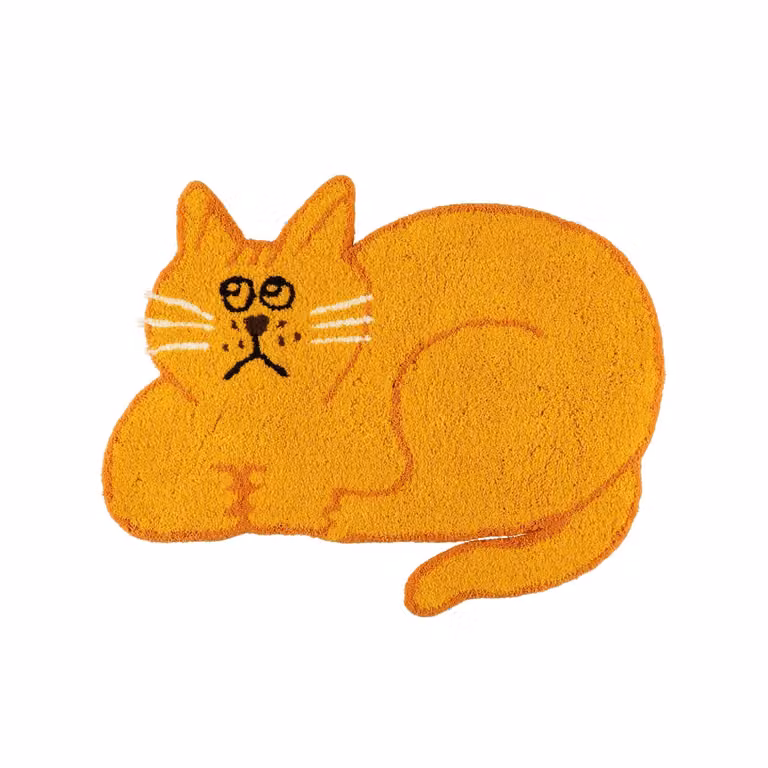 MIYOSHI RUG Shiomi Wada Cat Rug A Hand-Tufted Orange Animal Design Rug