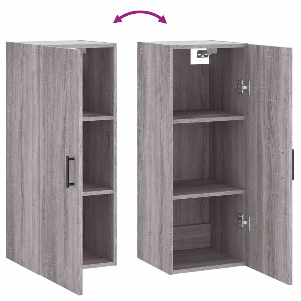 Berkfield Home Wall Mounted Cabinet in Grey Sonoma, W/D/H: 34.5 x 34 x 90 cm – 4
