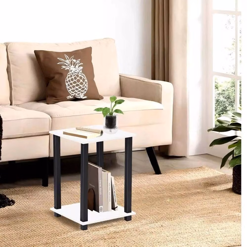 EONLION White 2 Tier Side Table with Shelf – 3
