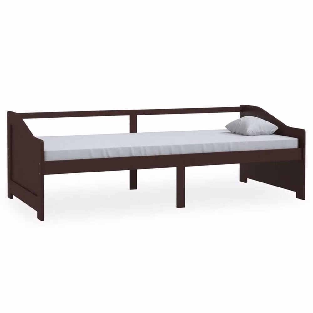 Berkfield Home Sturdy 3-Seater Day Bed in Dark Brown Solid Pinewood, W/D/H: 200 x 90 x 66 cm – 3