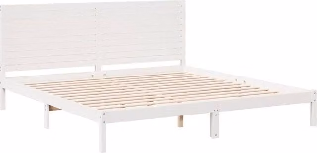 Berkfield Home Decorative Extra Long Solid Wood Bed Frame in White, W/D/H: 180 x 220 cm – 1