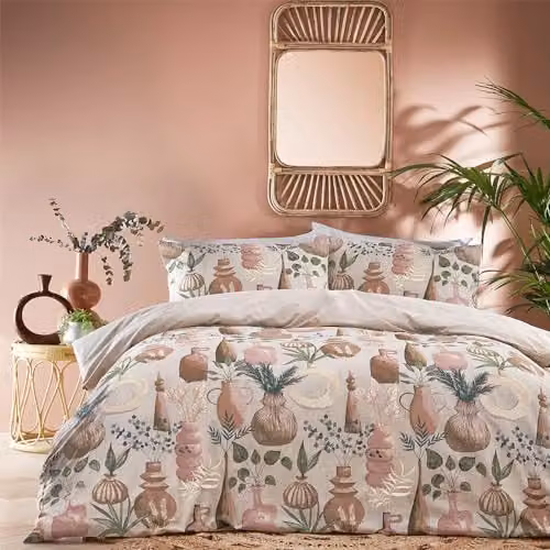 Riva Home Earthen Duvet Cover and Pillowcase Set in Clay and Beige, 180 x 200 cm