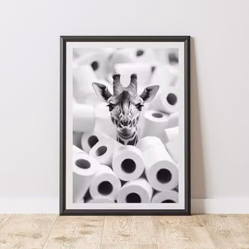 60 Second Makeover Giraffe In Toilet Rolls Animal Print Paper Poster, A3